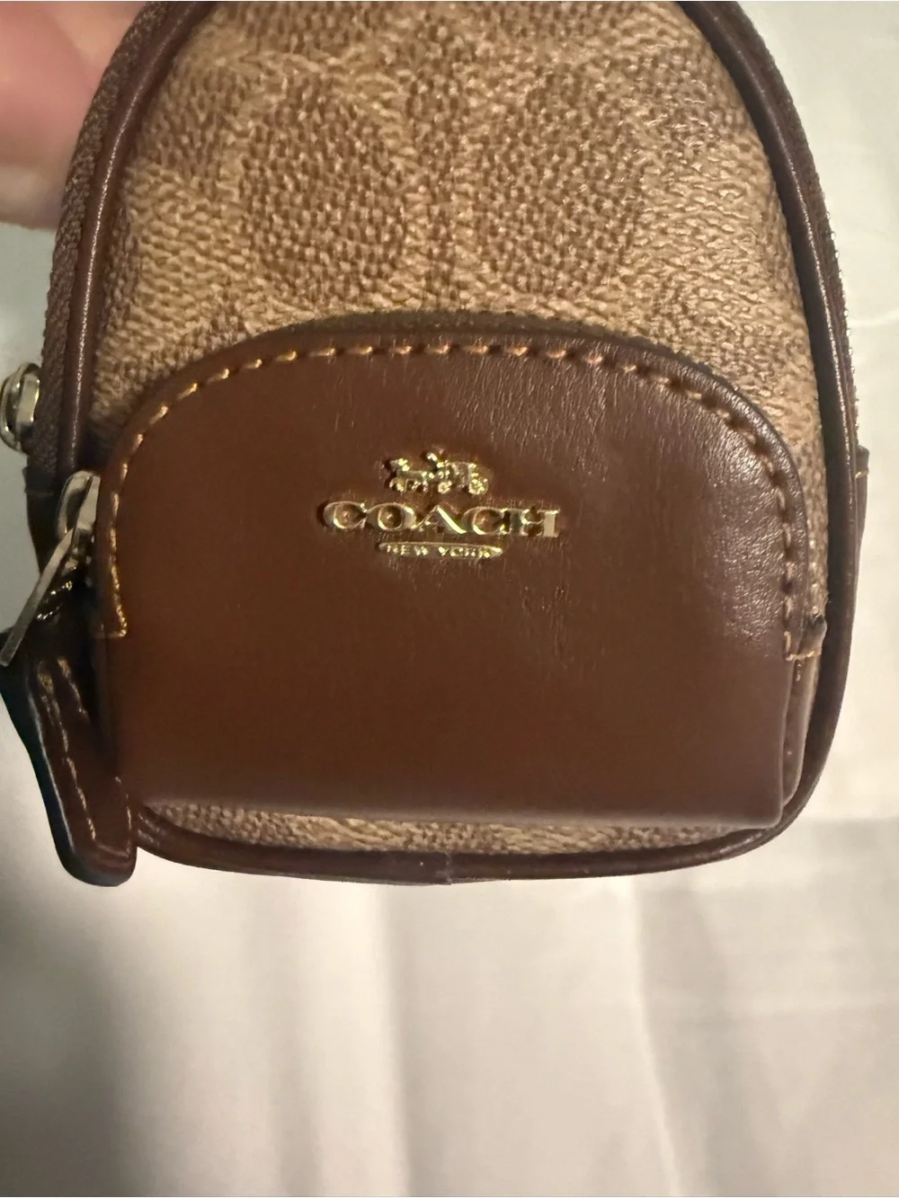 Coach Mini Court Brown Monogram Backpack Bag Charm with Gold Tone Hardware! NWT